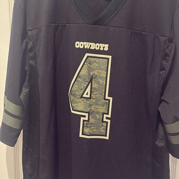 NFL Dallas Cowboys jersey SZ Large Dak Prescott black and green camouflage. - Picture 3 of 8